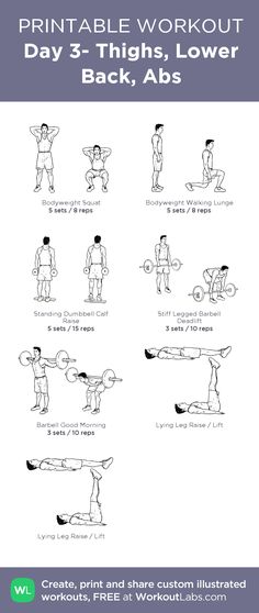 the printable workout poster shows how to do exercises for back, shoulders and arms