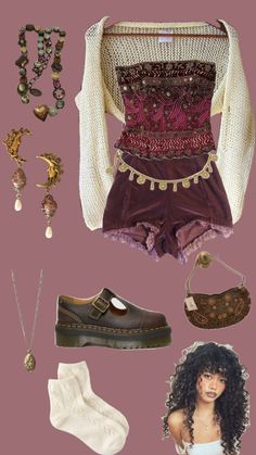 #outfit #boho #aesthetic #crystal Hippie Outfit Inspo, Casual Academia, Boho Witch, Y2k Hippie, Preppy Grunge, Outfit Boho, Grunge Outfit, Boho Aesthetic, Little Outfits