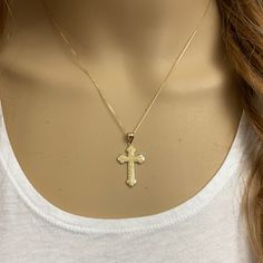 Solid 10k Gold Greek Orthodox Floral Rose Cross Pendant Necklace Item No.: H028 Metal Type: 10k Solid Gold (Also Available In 14k Solid Gold) Metal Color: Yellow Gold. Or White Gold Or Rose Gold Pendant W/Chain Weight: 2.08 - 2.3 Grams (Vary From Length Chain) Pendant With Bail: 1.28" (32.512 Mm) Pendant Height Without Bail: 1.06" (26.924 Mm) Pendant Width (Diameter) : 0.65" (16.51 Mm) Chain Available In 16", 18", 20", 22" Brand New. Made To Order. Please Allow 5-7 Days To Be Shipped. Orthodox Necklace, Orthodox Cross Necklace, Shine Jewelry, Orthodox Cross, Gold Cross Necklace, Rose Gold Pendant, Greek Orthodox, Cross Pendant Necklace, 10k Gold