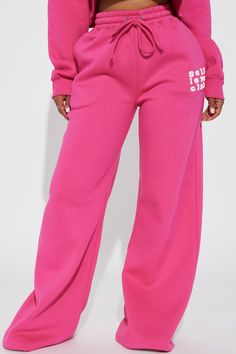 Self Love Club Wide Leg Sweatpants - Pink | Fashion Nova Sweatpants With Bodysuit, Hot Pink Things, Wide Leg Sweatpants Outfit, Period Outfits, Family Dinner Outfit, Loungewear Aesthetic, Cute Easter Outfits, Baggy Sweats, Cute Party Outfits