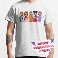 Standard fit with double-needle hems for durability. Solid colors are 100% preshrunk cotton, heather colors are cotton blend. Range of colors available, with the option to print on front or back. Size range S-3XL, suitable for men and women. Winx, Winx club, anime, manga, cute, cartoon, fairies, girl power, 2000 cartoons, fanart, fan art Winx Club Anime, Cartoon Fairies, Cartoons Fanart, 2000 Cartoons, Manga Cute, Winx Club, The Club, Girl Power, Cute Cartoon