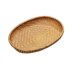 an oval woven tray on a white background