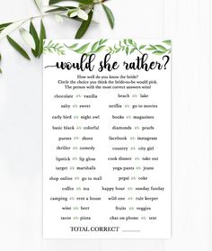 a printable poster with the words would she rather be father? and green leaves