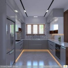 a modern kitchen with marble counter tops and stainless steel appliances, along with wooden shutters