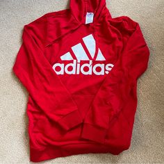 Adidas Men’s Size Small Red Hoodie With White Logo. Never Worn But Washed Once In Free And Clear Detergent. Very Soft And Lightweight. Nike Sweatsuit, Adidas Hoodie, Adidas Shirt, Red Adidas, Red Hoodie, Adidas Men, Mens Shirts, Man Shop, Sweatshirts Hoodie