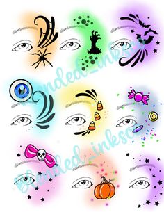 Cute Face Paint Halloween, Eye Makeup Drawing Art, Quick Halloween Face Paint Ideas, Easy Halloween Face Paint Ideas, Face Paint Eye Designs, Face Paint Half Face, Halloween Face Paint Ideas Easy, Facepainting Ideas Halloween