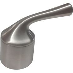 a metal object with a curved handle on a white background and clipping to the side