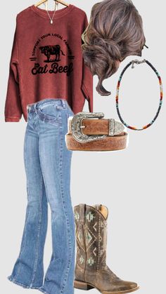 Cute Southern Outfits, Country Western Outfits, Country Outfits Women, Cute Cowgirl Outfits, Casual Country Outfits, Boots Jeans, Southern Outfits, Country Style Outfits, Western Wear Outfits