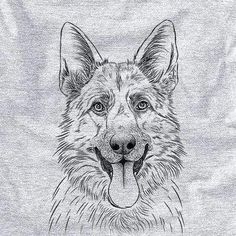 a drawing of a dog with its tongue out