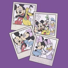 four mickey mouse pictures on a white t - shirt with the same image as them