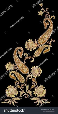 an ornate gold and black background with floral ornament on the left hand side