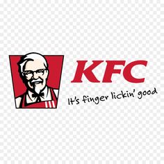 the kfc logo with an image of a man's face in red and white