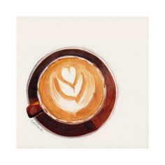 a painting of a cup of coffee with a heart on it