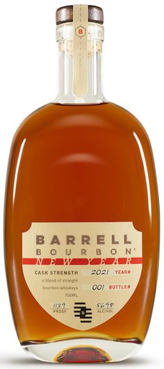 a bottle of barrell bourbon on a white background