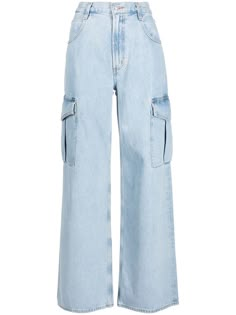 Baby Blue Jeans, Wide Fit Jeans, Denim Cargo, H&m Jeans Cargo Jeans, Jean Pants, Luxury Blue Wide Leg Cargo Jeans, High Waisted Jeans, Wide Leg Washed Blue Cotton Cargo Jeans, Calca Jeans Wide Leg