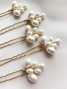 These tender hair pins decorated with pearls ivory color. PRICE FOR ONE PIECE All parts was carefully combined to each other for making the best hair accessory for your special day. DETAILS - Put headpiece after using hair spray - Do not use any washing liquids and chemicals - Please keep your hair accessory in dry please away from direct sunlight - Tarnish resident jewelry wire - Designed and made in New York, USA - Flexible and easy to use - Every headpiece will be packaged in gift box If you Bridal Hair Accesories, Bridal Pearl Hair, Gold Hair Pins, Pearl Hair Accessories, Pearl Hair Pin Wedding, Pearl Hair Piece, Bride Hair Pins, Bridal Hair Pins Pearl, Wedding Aesthetics