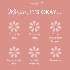 the words mama, it's okay on pink background