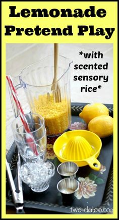 lemonade pretend play with scented sensory rice