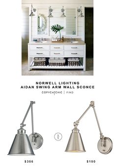 an image of a bathroom vanity with two lights on it and the words, norwell lighting