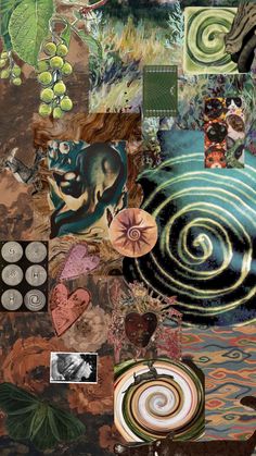 a collage with many different pictures and words on it, including an image of a snail