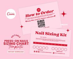 two business cards for nailing salons with qr code and how to order