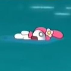 a cartoon character floating in the water