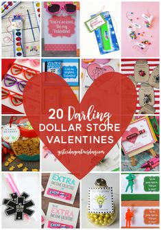 valentine's day collage with the words 20 daring dollarar store valentines