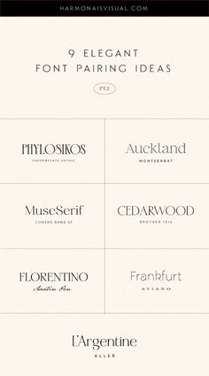 the different font styles and colors for each type of business card or brochure