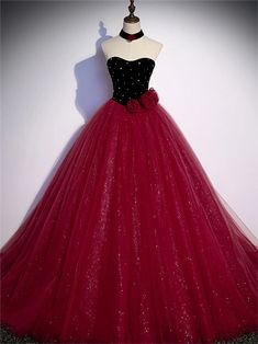 Burgundy Tulle Long Prom Dress A line Burgundy Burgundy Ball Gown, Gowns Floral, Prom Tips, Prom Dress A Line, Tulle Long Prom Dress, Burgundy Evening Dress, Prom Dresses 2022, Fantasy Rooms, Dresses 2022