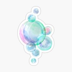 watercolor bubbles sticker on white background