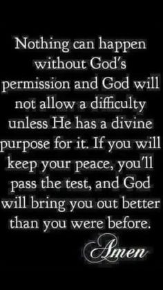 an open bible with the words, nothing can happen without god's permission and god will not allow a difficulty unless he has a divine purpose for it if