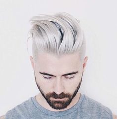 White hair. Mens Platinum Hair, Hair Color Ideas For Men, Blonde Man, Trendy We Fryzurach, Grey Hair Dye, Hot Hair Colors, Platinum Hair