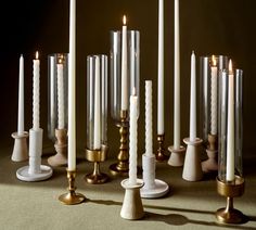 many candles are lined up on the floor