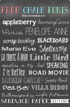 a chalkboard with the words free chalk font on it