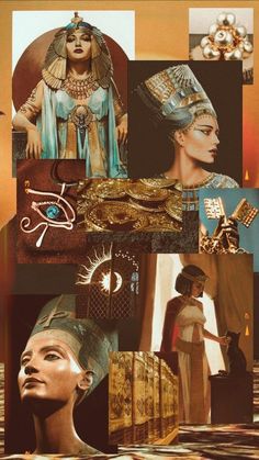 collage of egyptian women in costume and jewelry