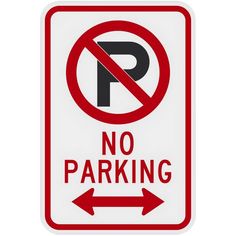 a no parking sign with an arrow pointing to the right