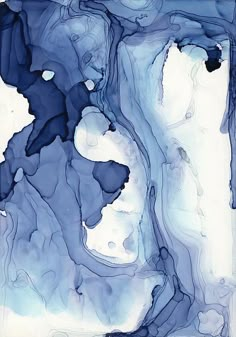 an abstract painting with blue and white colors