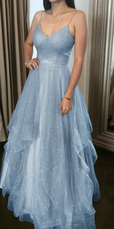 Pretty Blue Dress, Gowns Elegant, Light Blue Prom Dress, Skai Jackson, Gaun Fashion, Stunning Prom Dresses, Long Prom Gowns, Gowns Prom