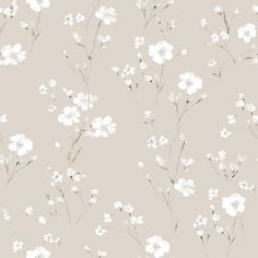 Brent Wallpaper - Painted Paper Brent Wallpaper, Airy Wallpaper, Refreshing Aesthetic, Light Brown Wallpaper, White Flower Wallpaper, Lake House Living Room, Floral Bedroom, Ipad Wallpapers, Neutral Wallpaper