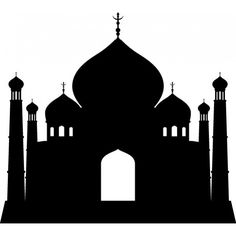 a black and white silhouette of a mosque