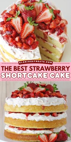 You'll love this best strawberry shortcake for your set of spring dessert ideas! Learn how to make this easy shortcake recipe and enjoy a perfect vanilla cake layered with fresh whipped cream and strawberries! So irresistible! Shortcake Recipe Easy, The Best Strawberry Shortcake, Best Strawberry Shortcake, Strawberry Shortcake Recipe Easy, Strawberry Vanilla Cake, Bolo Red Velvet, Shortcake Cake, Strawberry Shortcake Cake, Strawberry Dessert Recipes