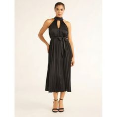 This Halter Midi Dress from Sofia Jeans features pleats from top to hem for a little dash of drama. This womens midi dress is feminine and elegant for any special occasion with an A-line silhouette, free-falling skirt and a self-tie belt that cinches. The shoulder-baring design works perfectly even during the winter seasonjust layer on a cute cardi or something light to keep away the chill. Only at Walmart. Size: XXXL.  Color: Black.  Gender: female.  Age Group: adult. Free Falling, Spandex Dress, Halter Midi Dress, Sofia Vergara, Silhouette Free, Pleated Midi Dress, Womens Midi Dresses, Tie Belt, Modern Fit