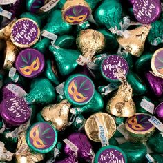 chocolate candies with mardi gras on them