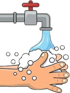 a person washing their hands under a faucet with soap and water coming out of it