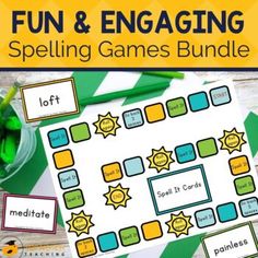 fun and engaging spelling games bundle for kids to practice spelling with the word's