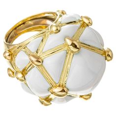 Laser Welding, David Webb, Geodesic Dome, Dome Ring, Plus Ultra, Ring Watch, Domed Ring, Gold Decor, White Enamel