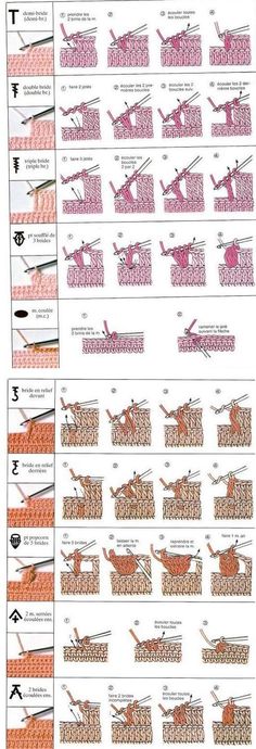 the instructions for how to knit and crochet, with pictures of different types of yarn