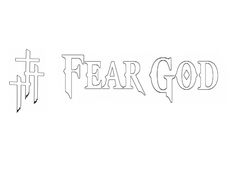 the word fear god is shown in black and white with an image of a cross on it