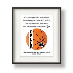 a framed poster with an orange basketball ball and the words,'your team deserves you to