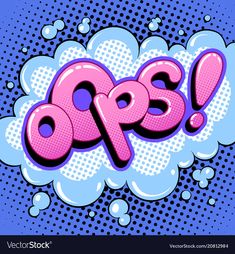 pop art style speech bubble with the word epso on it in pink and blue